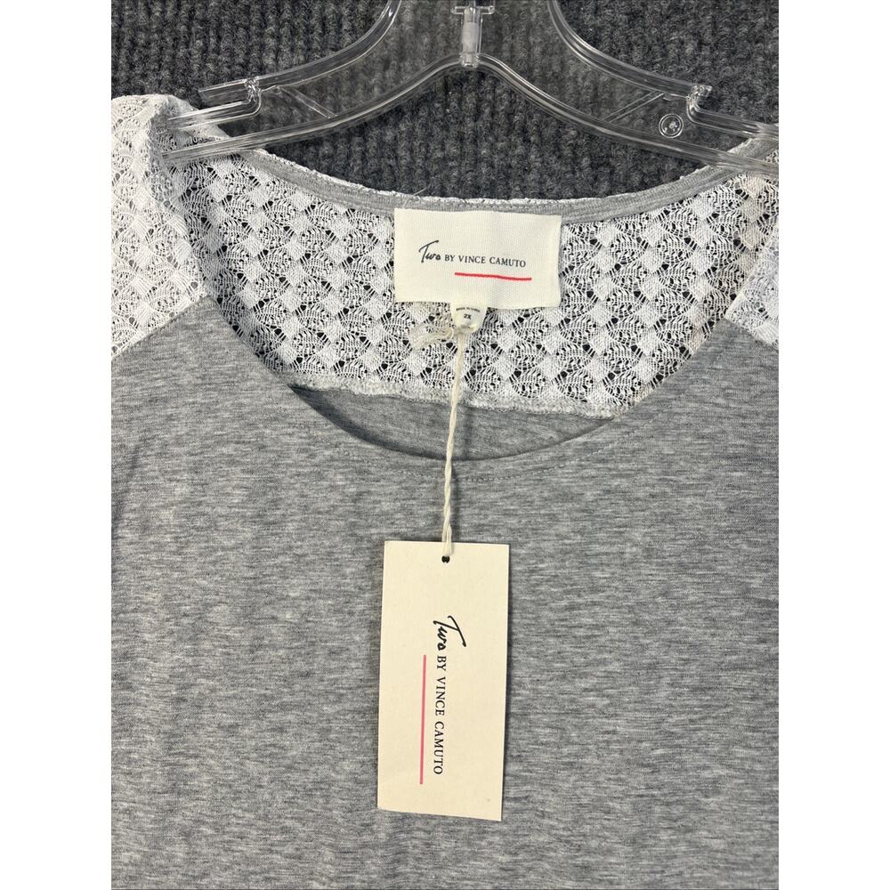 Vince Camuto Shirt Womens 2X Gray Lace Trim Sleeveless Asymmetrical Hem Casual - Picture 4 of 9
